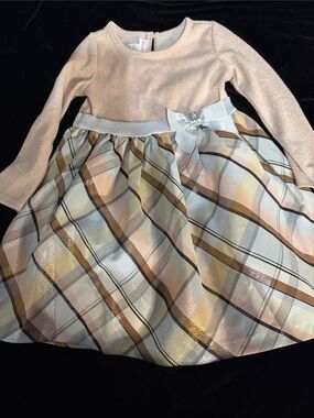 Bonnie Jean - Rose Pink and Plaid Sparkle Dress